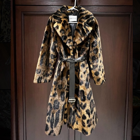 Stand studio faux leopard belted long coat - Picture 4 of 5